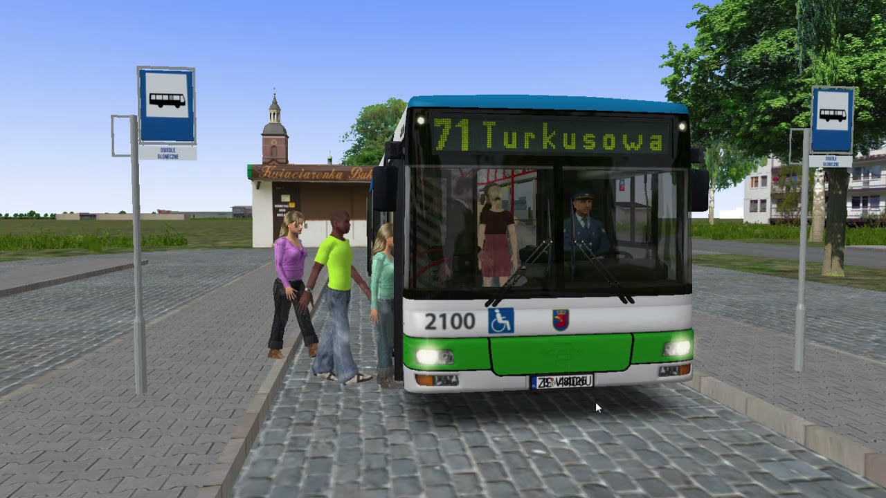 OMSI 2: Fiction Szczecin - MAN NL223 #2100 - Linia: 71 - Kierunek: Turkusowa