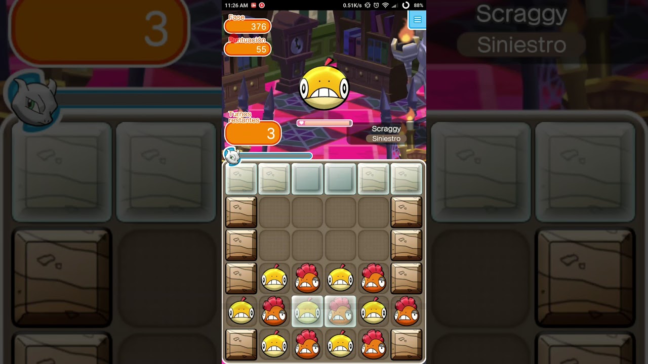 Pokémon Shuffle - Scraggy S Rank (Puzzle). Stage 376.
