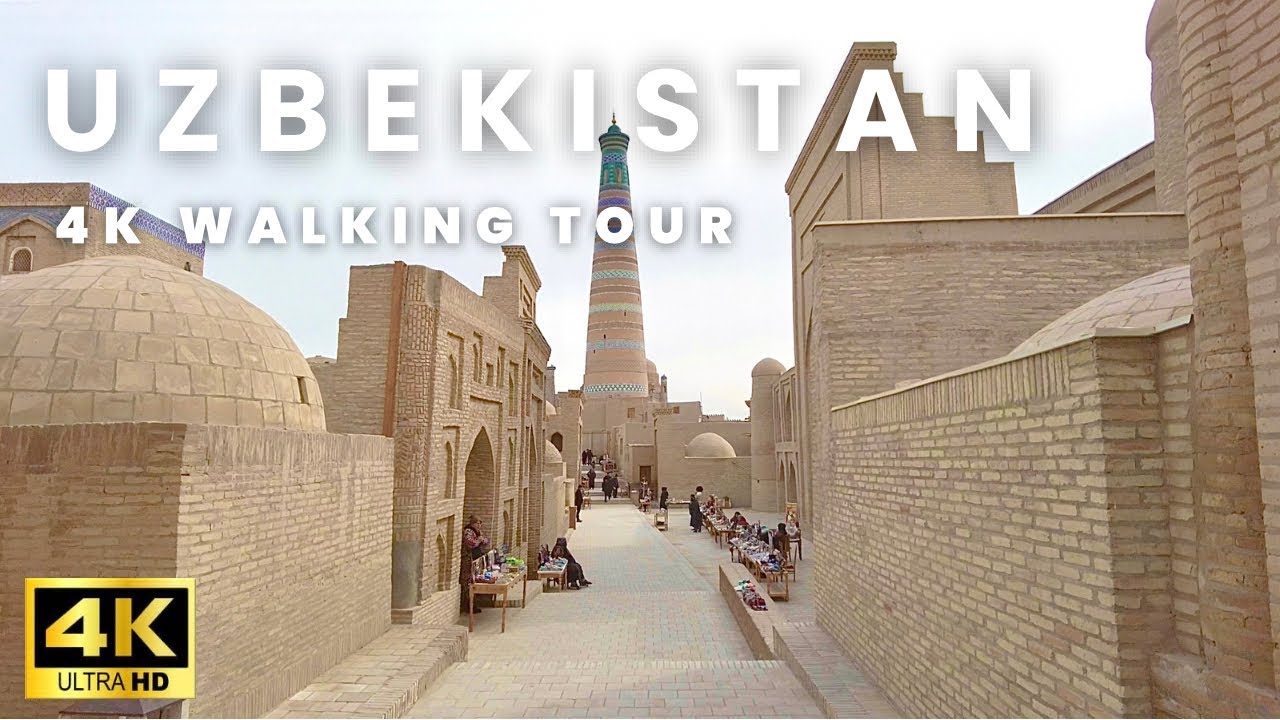 Walking around Khiva | Old City Fortress - Uzbekistan Street Walk (4K)