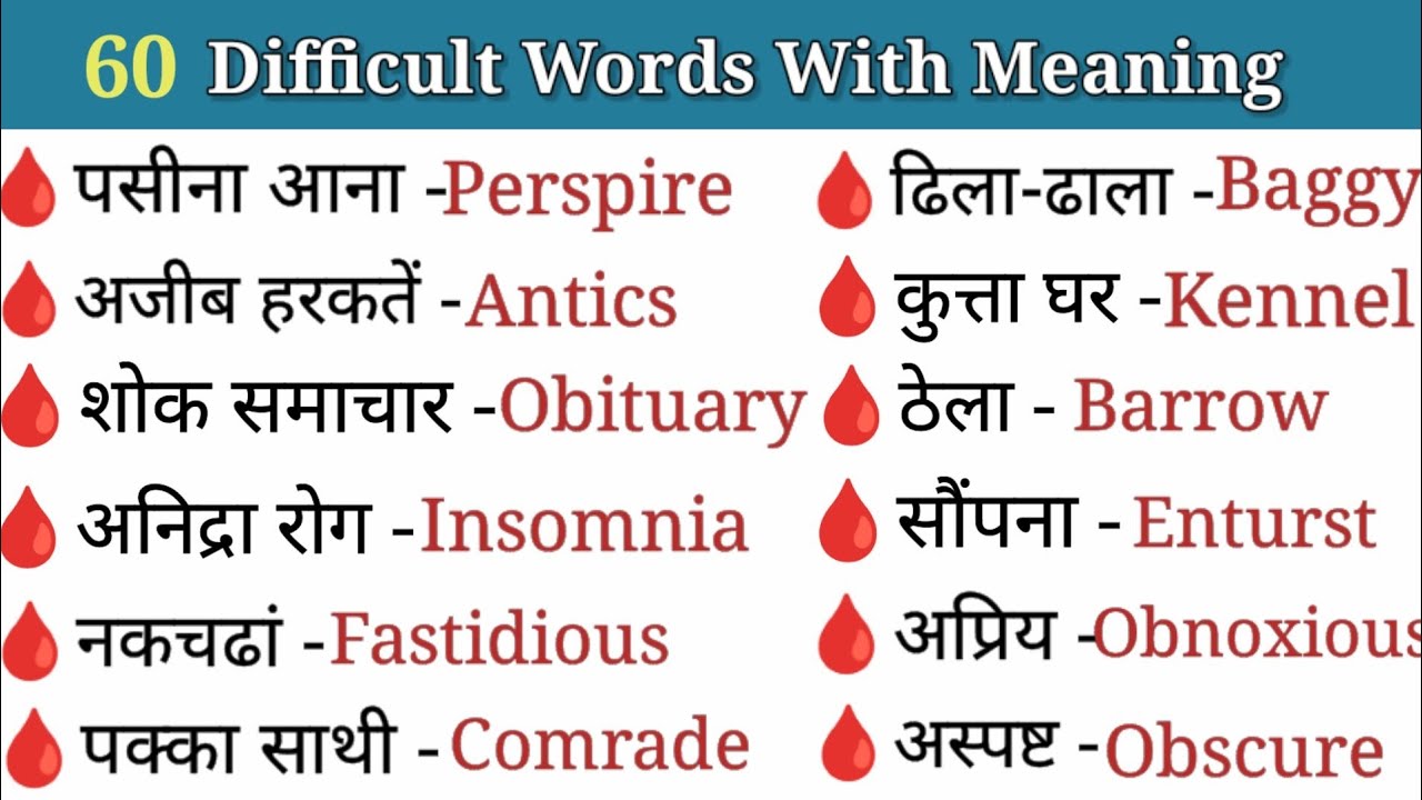 60 Difficult Words With Meaning | Advanced Word | Improve English Vocabulary