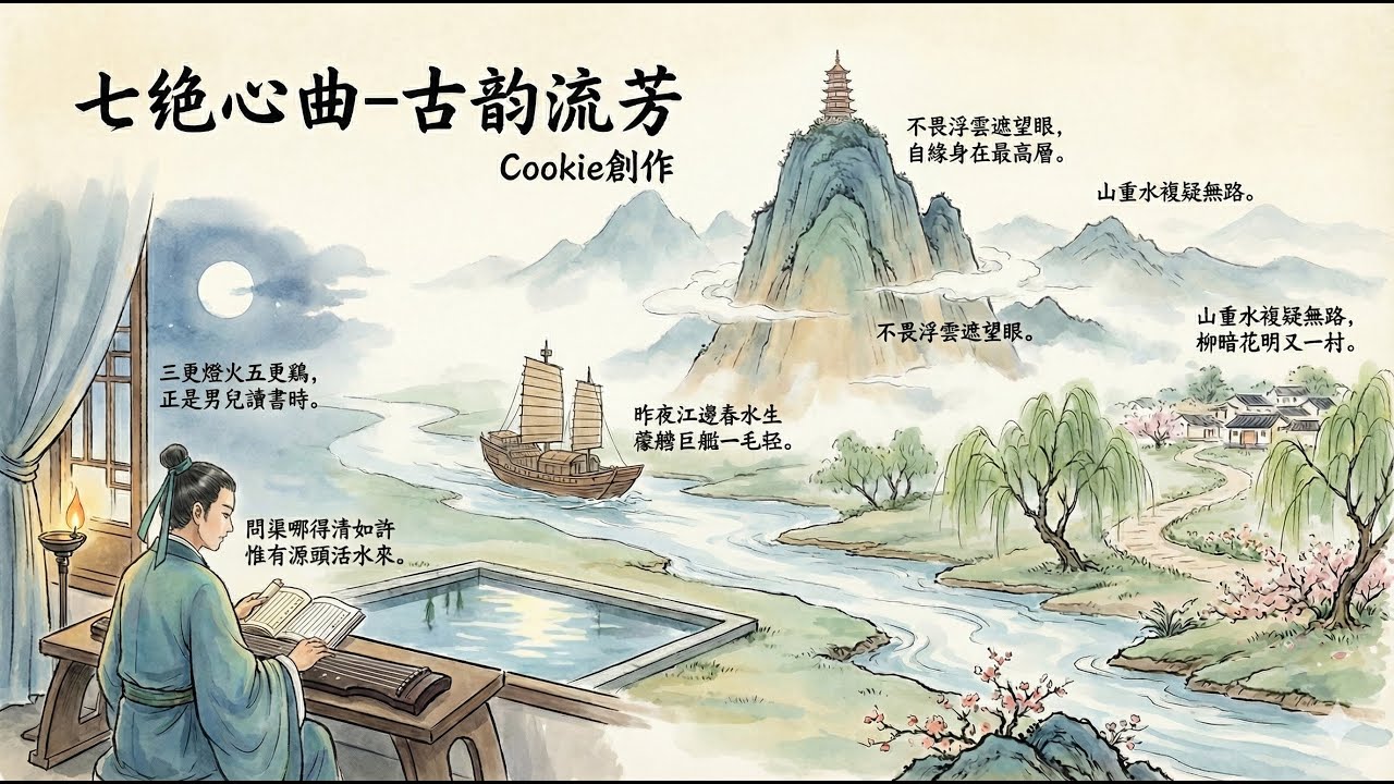 🎵【七絕·流韻】第二輯 唐宋詩詞歌曲集 MV版｜原創古風音樂｜一曲書卷與山水（動畫/曲 Cookie）