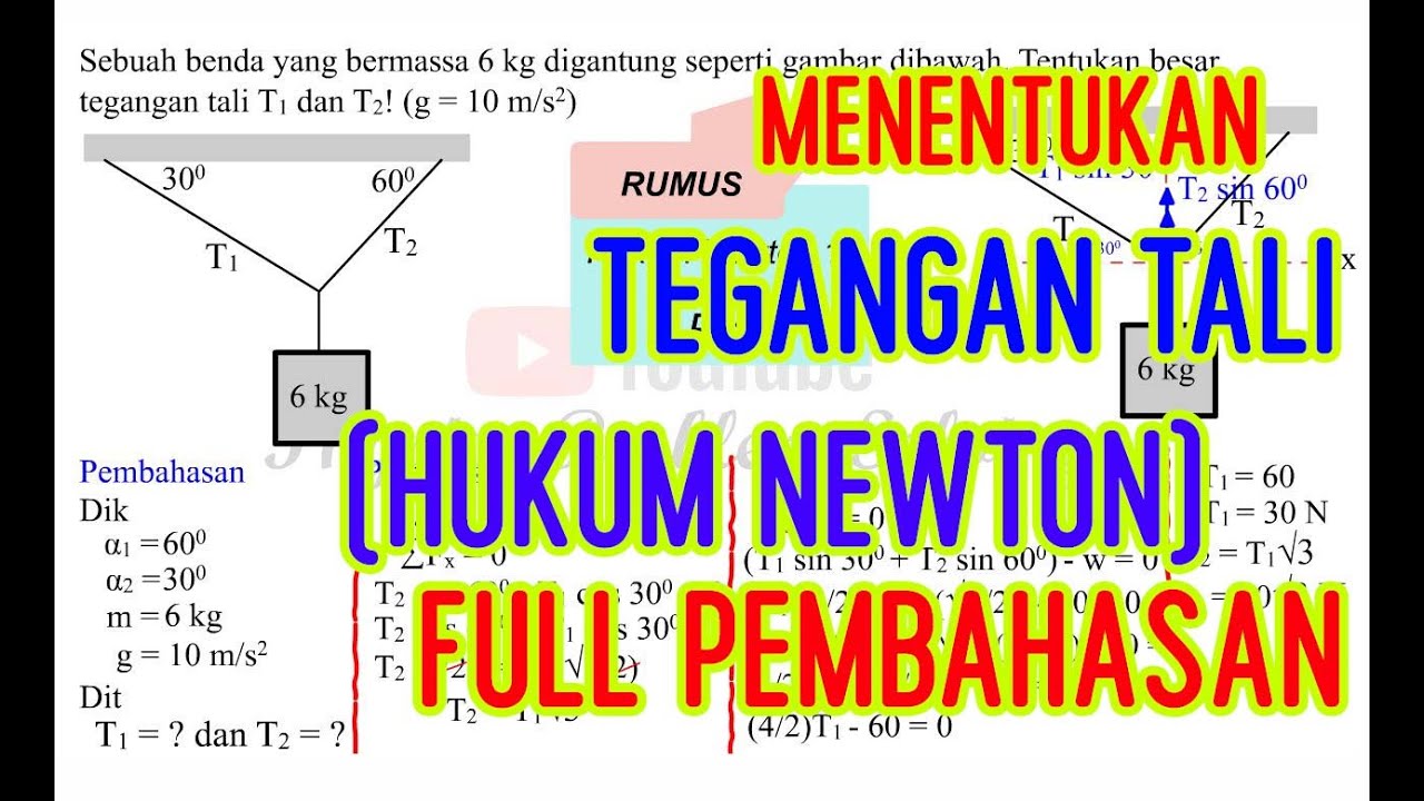 hukum newton menentukan tegangan tali T1 dan T2