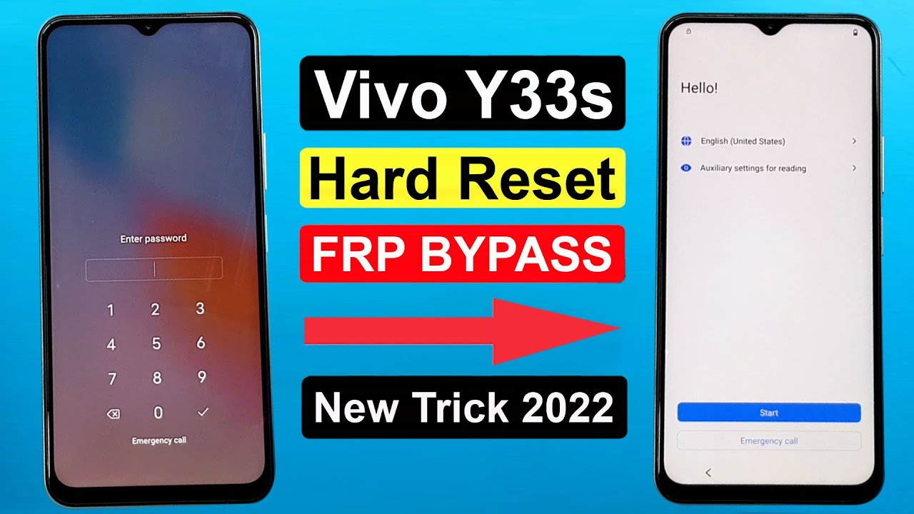 Vivo Y33s (V2109) Hard Reset/Pin Unlock | Vivo Y33s FRP Bypass Android 12 New Trick 2022 Without Pc