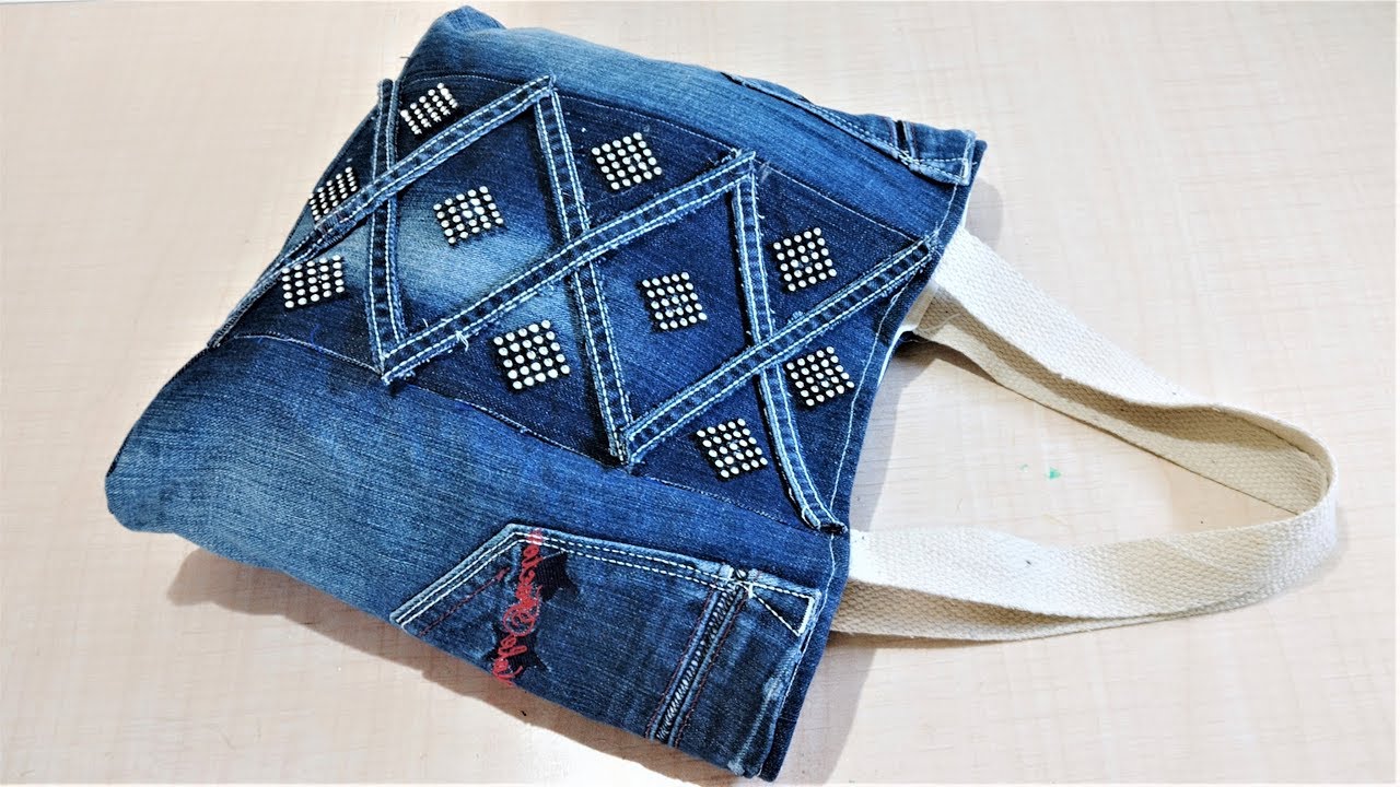 How To Make Hand Bag / Tote Bag From Old Jeans | DIY Easy Jeans Bag | Old Cloth Reuse Ideas