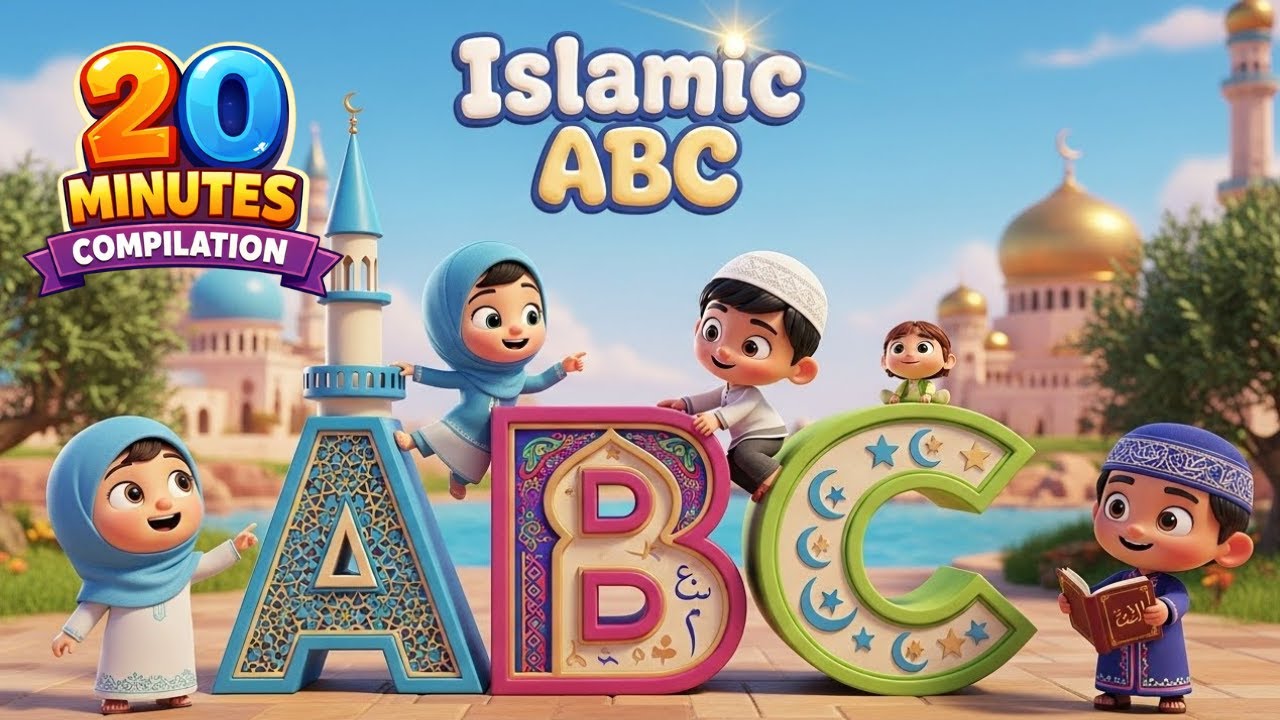 20-Minute Compilation | Islamic ABC Song | A to Z Learning for Kids #learningvocabulary #learnabc