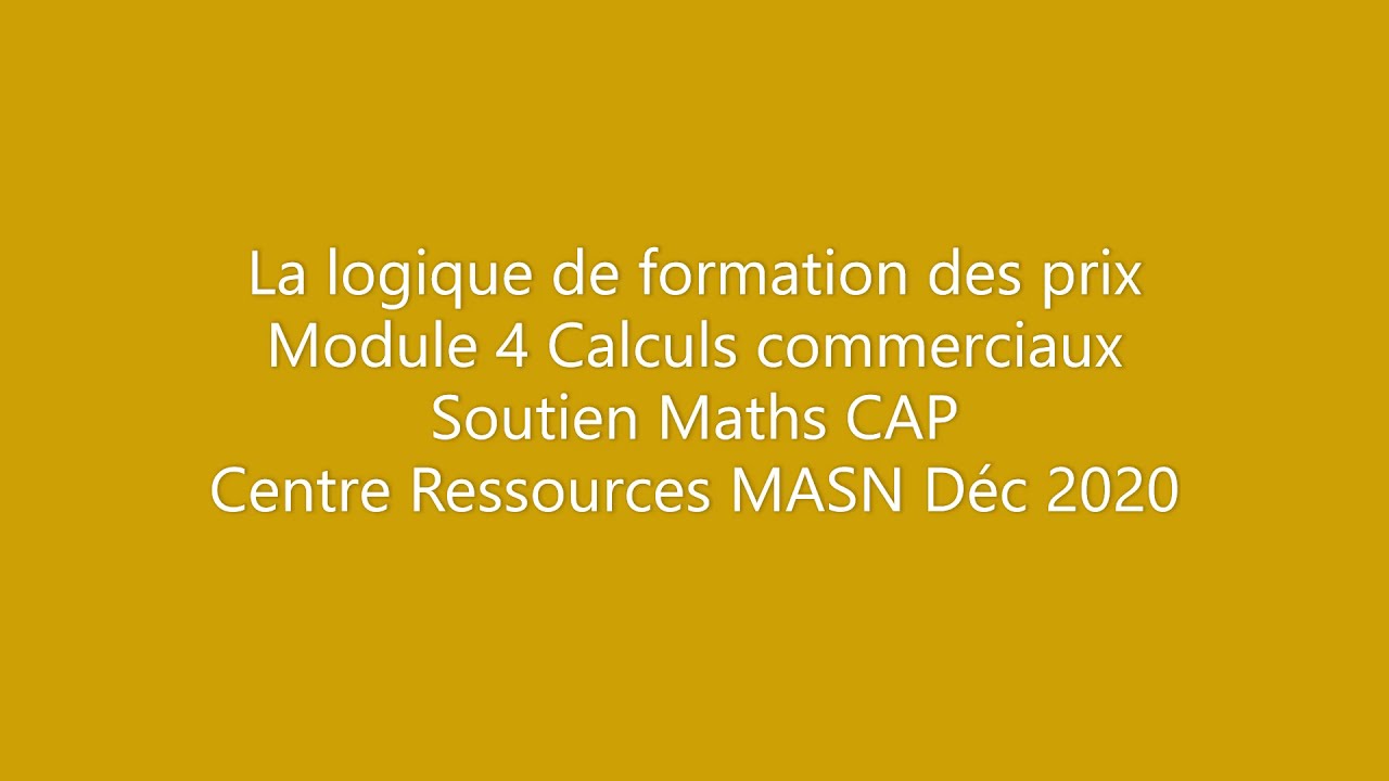 Tuto Module 4 calculs financiers La logique de formation des prix