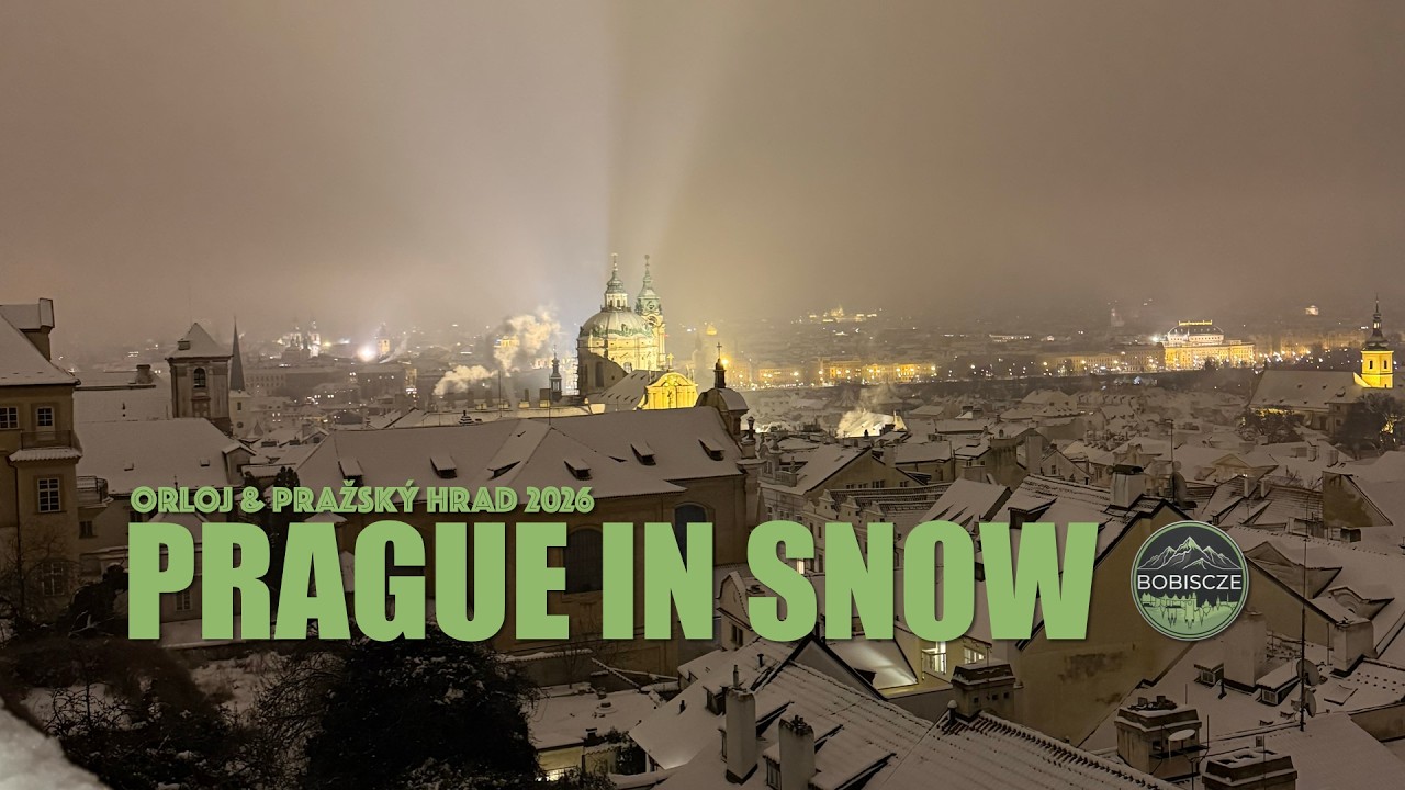 Kouzelná zimní noc v Praze (Prague): Od Orloje až na Pražský hrad (4K)