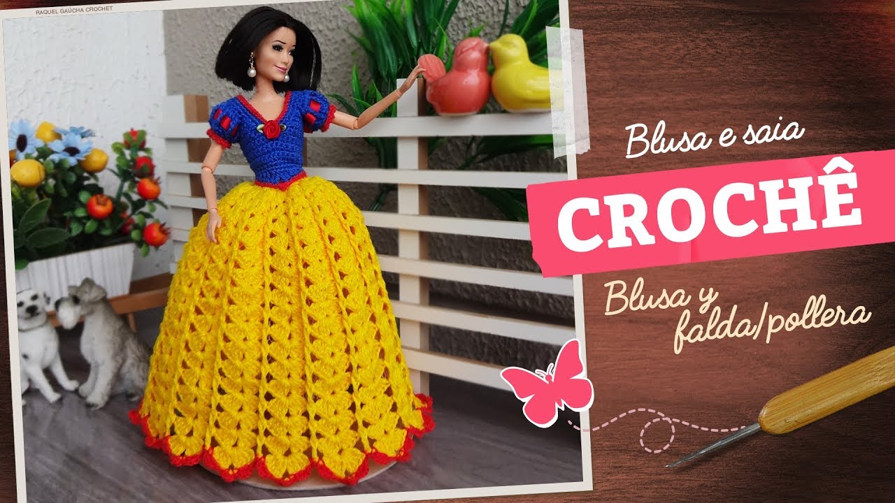 Vestido de Crochê para Bonecas (Branca de Neve)
