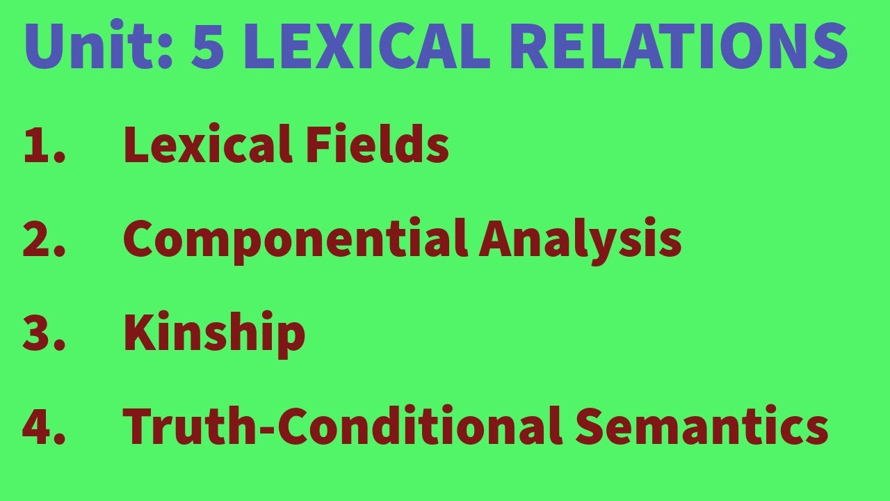 LEXICAL RELATIONS