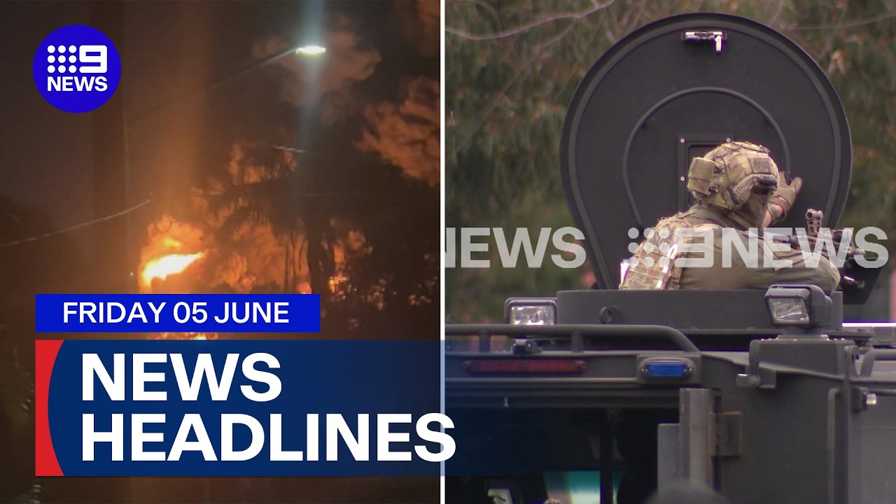 Gunman stand off with police; Crime scene declared after industrial blaze | 9 News Australia