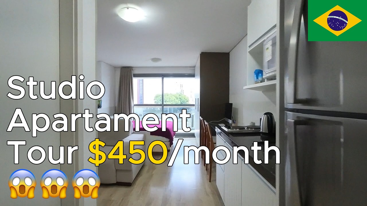 Studio Apartment Tour | $500/month | Modern Condo in Curitiba, Brazil