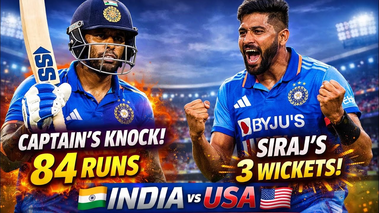 Surya’s Captain Knock 🔥 84 Runs to Rescue India | Siraj’s 3 Wicket Comeback | India vs USA T20i WC