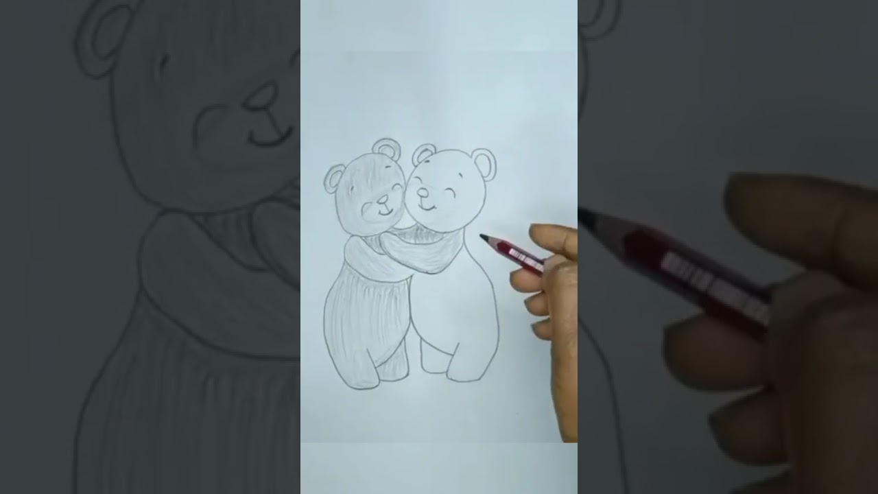 East cute teddy's hug drawings//cute love// pencil shading //teddy bear drawing //learning//yt