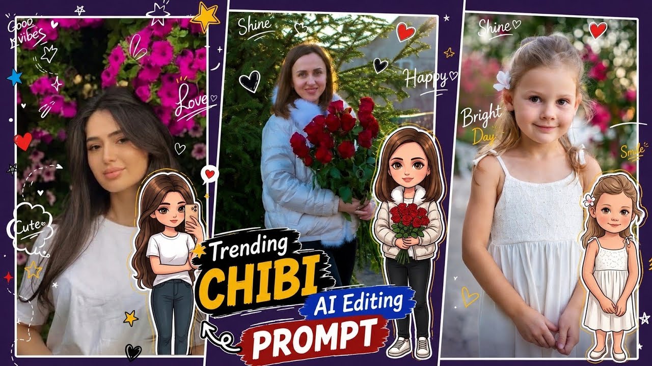 Trending chibi cartoon style ai photo prompt | Chibi style photo editing | Chibi style photo prompt