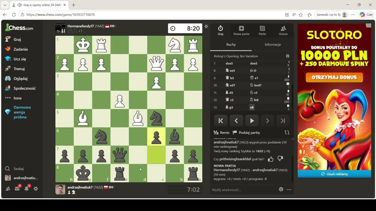 Droga do 1700 elo, chess.com #10