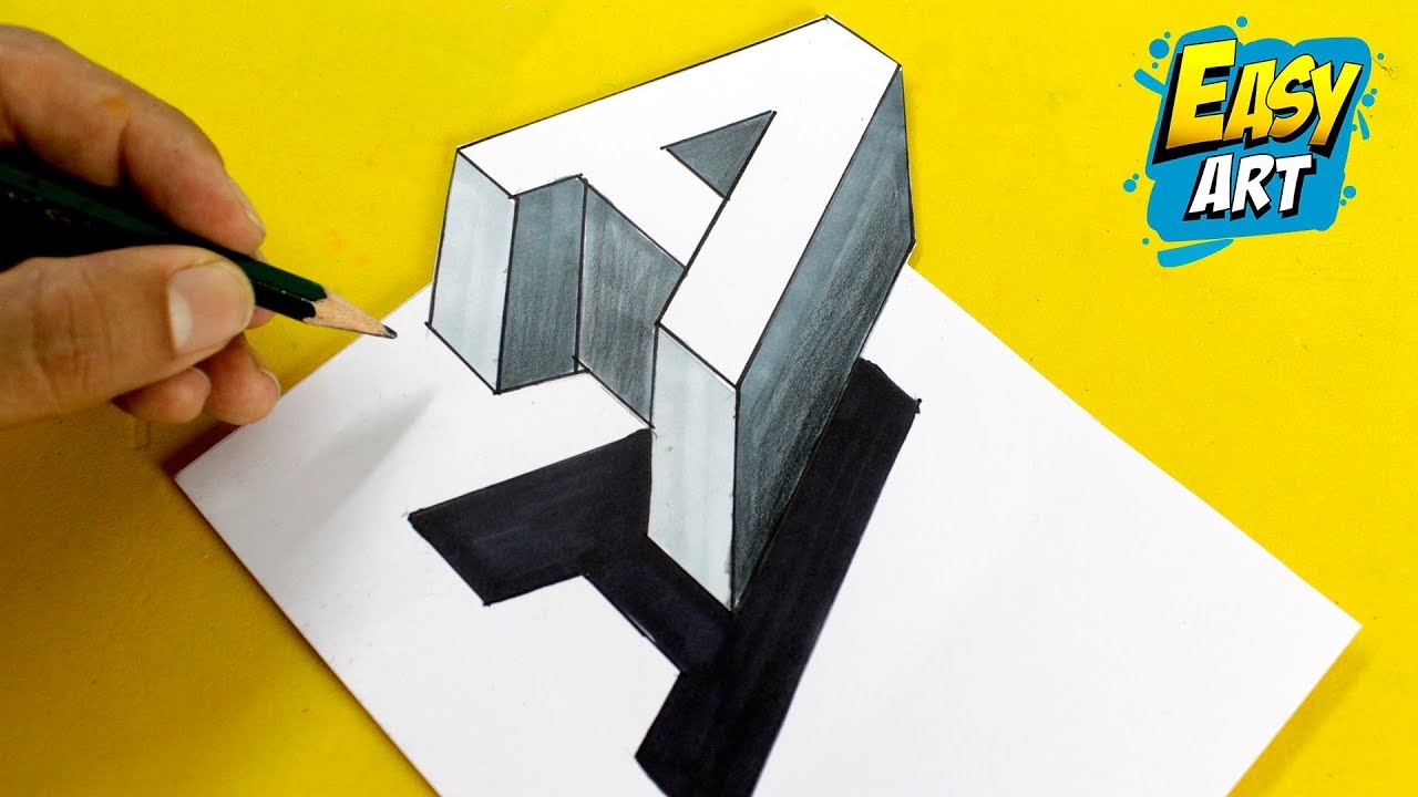 How to Draw 3D Letters A ✅ DRAWING 3D ⭐ Letras  Bonitas 3D 🔹 Como Dibujar Letras a en 3D ► Easy Art
