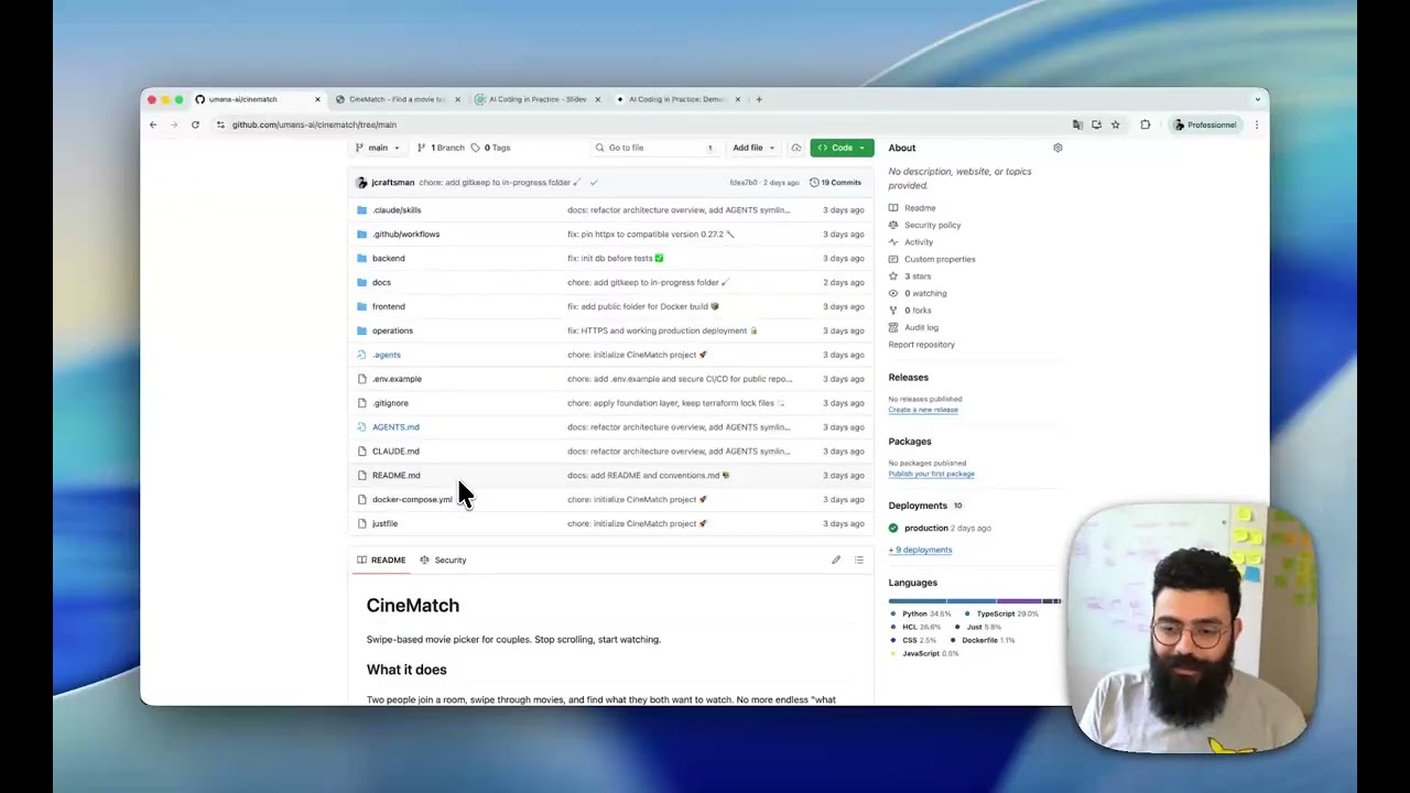 CineMatch: un repo open source réaliste pour pratiquer le dev IA (backlog, archi, infra)
