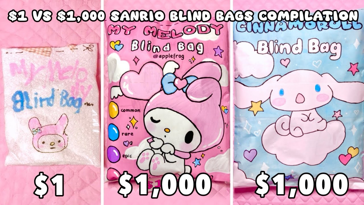 💸paper diy💸 $1 vs $1,000 SANRIO BLIND BAGS COMPILATION! | tutorial | ASMR | applefrog