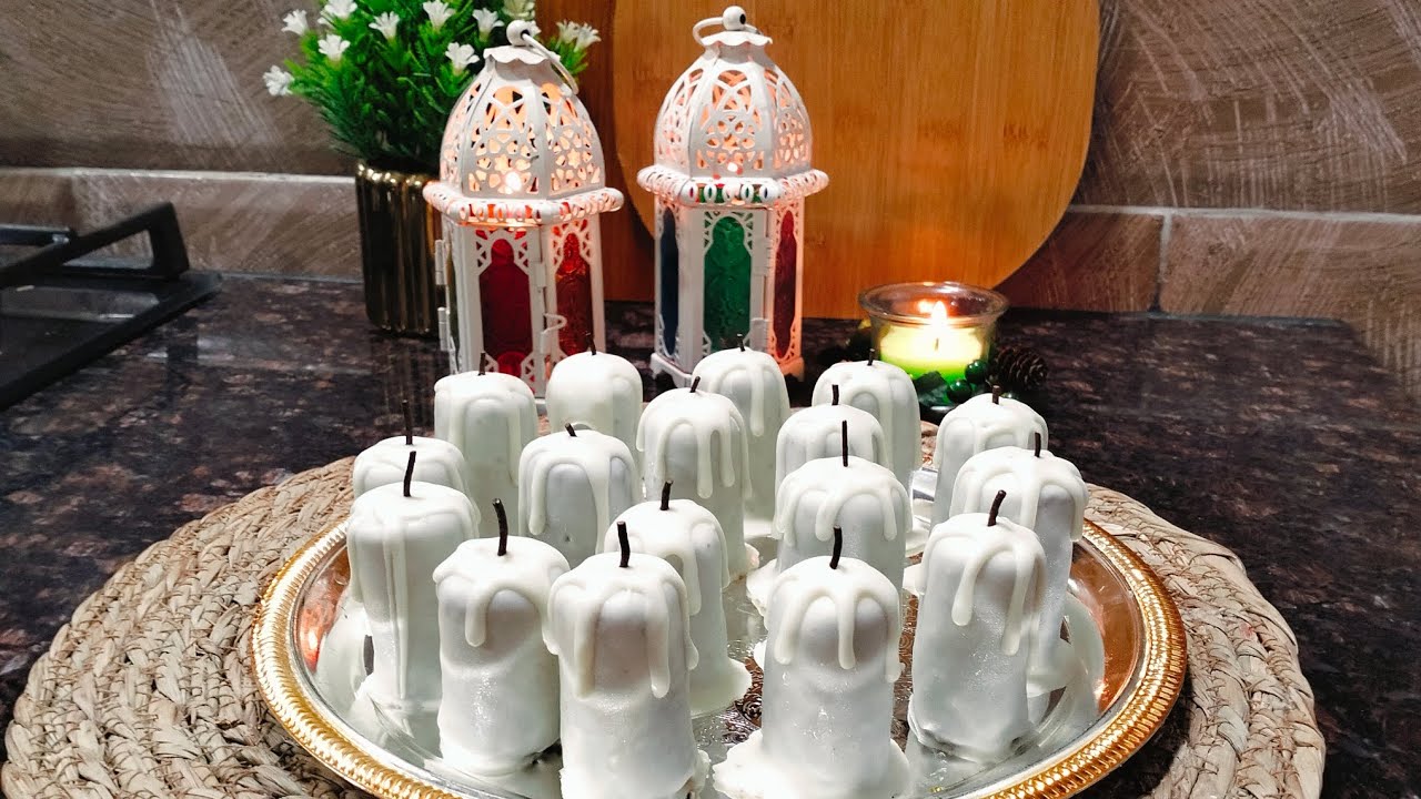 بنيون بشكل شمعة  🕯️ 🕯️ أروع وصفة راح تجربوها للمولد النبوي الشريف #بنيون #حلويات_بدون_طهي#حلويات 