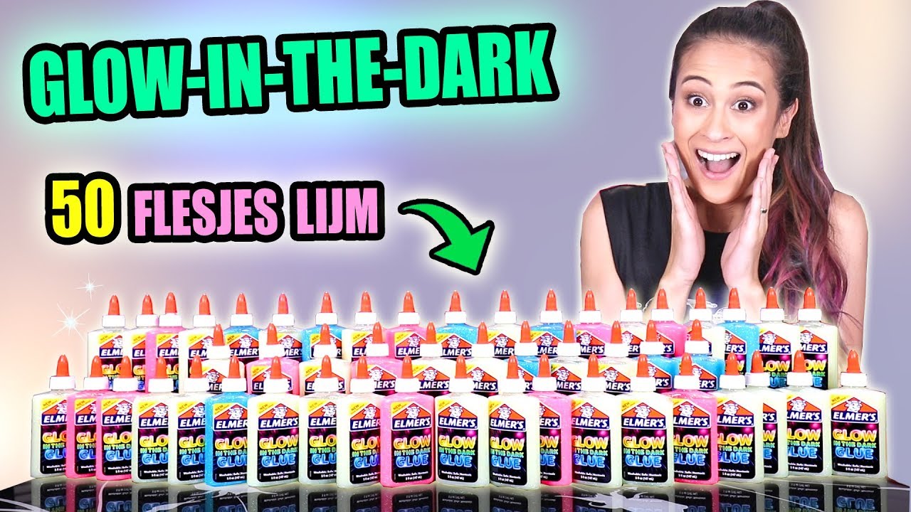 50 FLESJES GLOW-IN-THE-DARK LIJM MIXEN IN MEGA SLIJM! || Slime Sunday