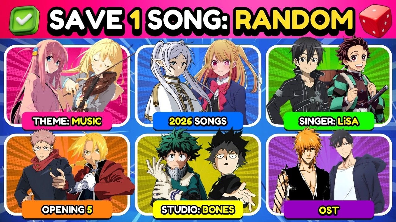 ✅ SAVE ONE ANIME SONG: RANDOM RULES 🎲 | Save One Song for Each Random Rule 🎶 | Anime Quiz 🔥