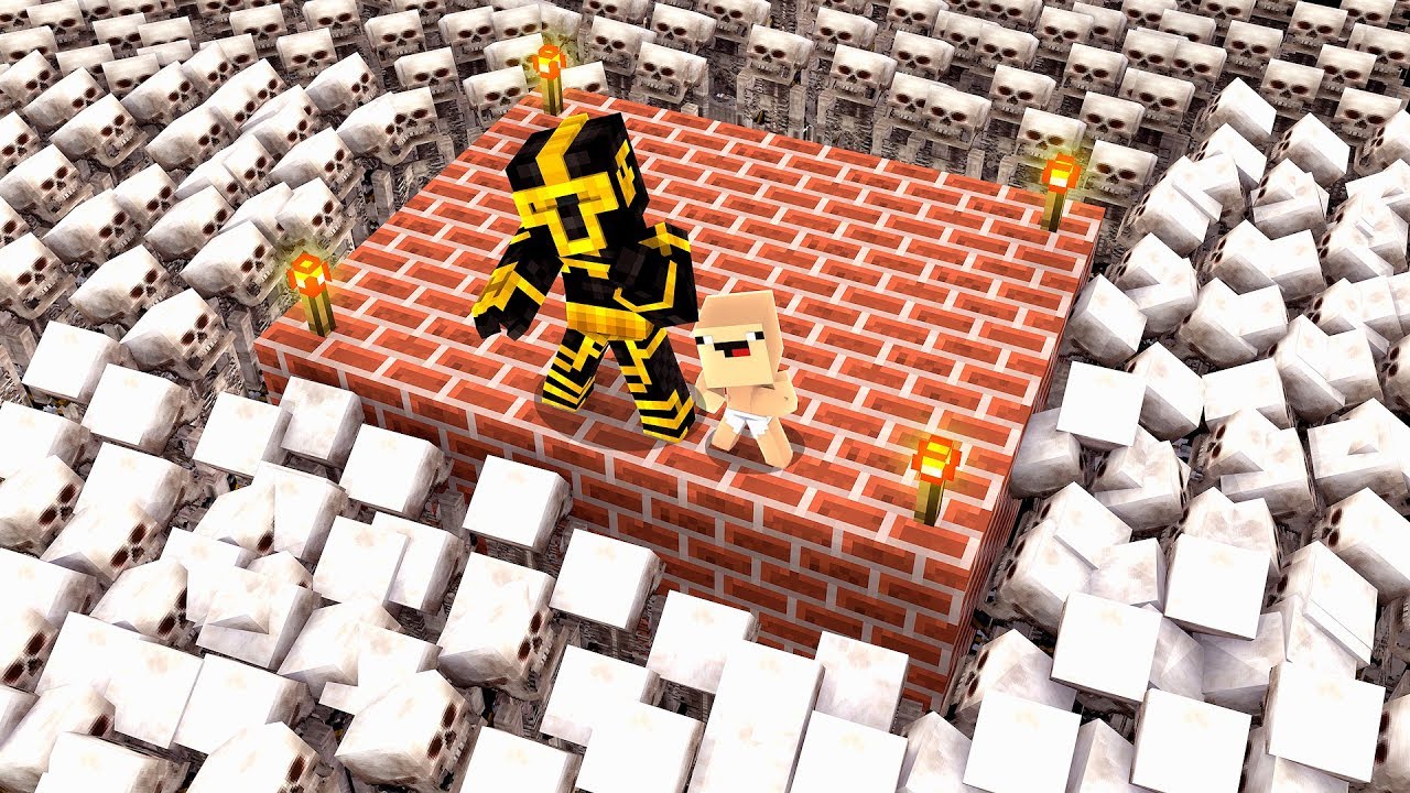 EL BEBÉ NOOB Y MASSI SOBREVIVEN A UNA INVASIÓN DE ESQUELETOS EN MINECRAFT TROLL 👶