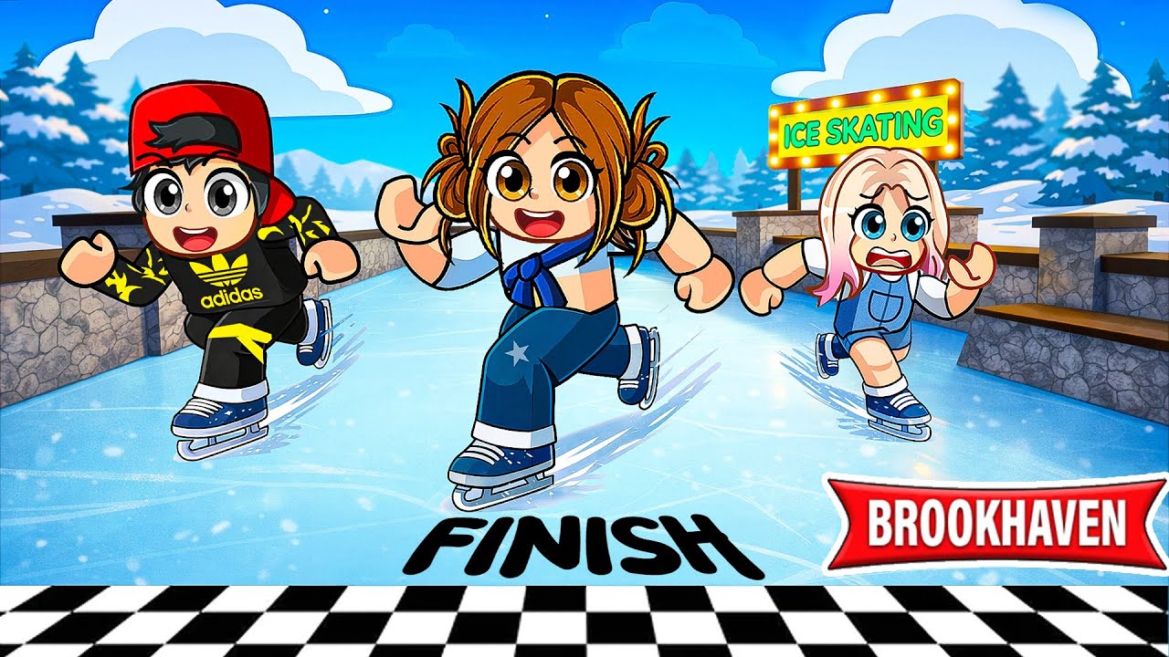 Buz Pateni Yarışı Başladı! ⛸️ En Hızlı Kim? 100 Robux Ödül ⚡ Roblox Brookhaven🏡RP