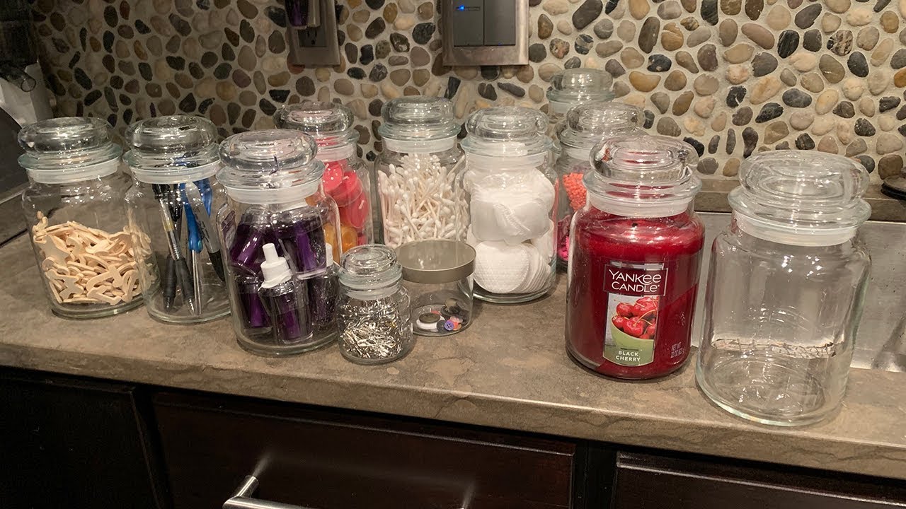 Cleaning, Repurposing and Organizing with Yankee Candle Jars