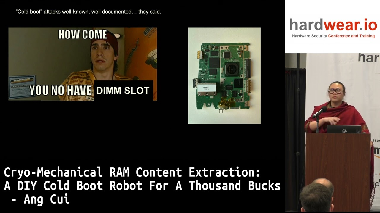 Cryo-Mechanical RAM Content Extraction: A DIY Cold Boot Robot For A Thousand Bucks by Ang Cui