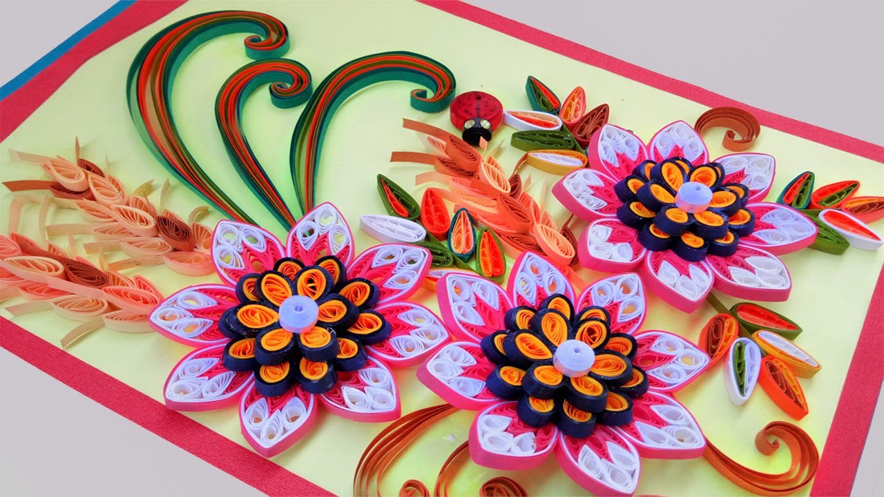 ☑️paper quilling card ❤Beautiful Quilling 3D flower quilling greeting cards 🌲Paper Quilling Art🌲