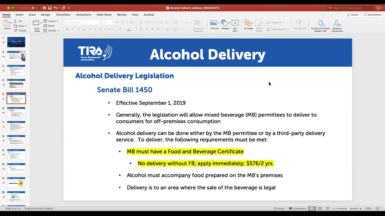Alcohol Delivery in Texas Webinar
