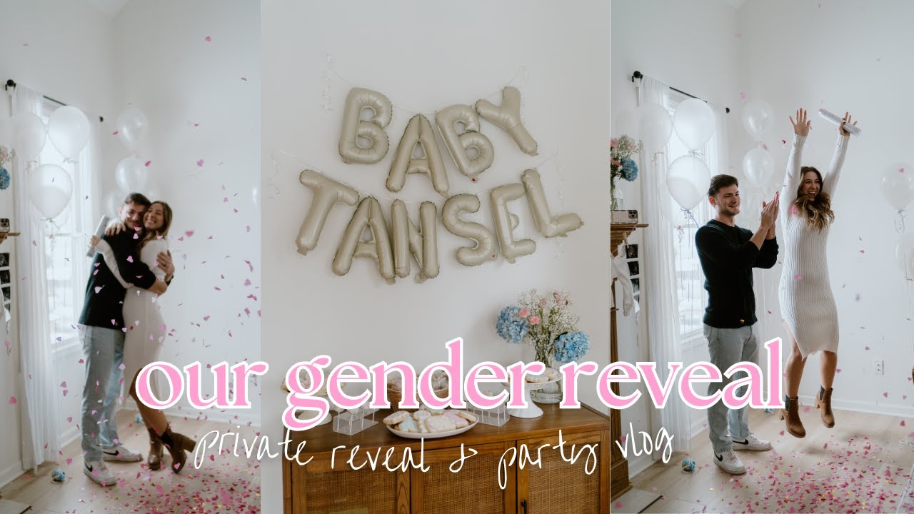 OUR GENDER REVEAL - intimate gender reveal & friends and family party vlog!