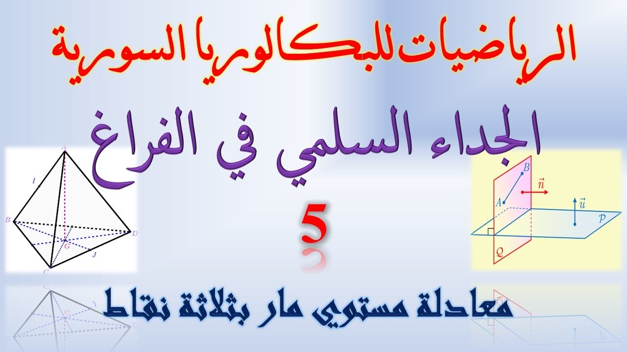 الجداء السلمي | 5 | ايجاد معادلة مستوي مار بثلاثة نقاط
