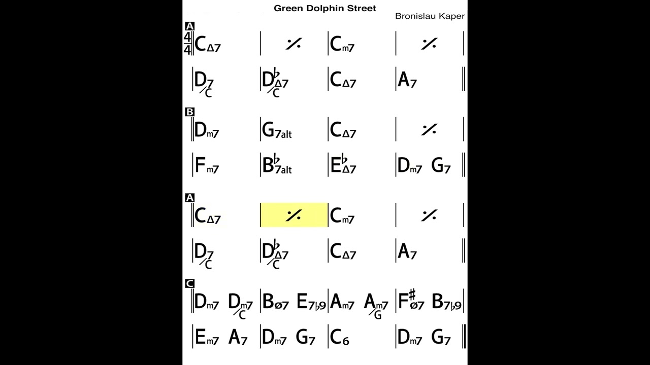 Green Dolphin Street - Bassless With Chords - C Major (150 BPM) #bassbackingtrack