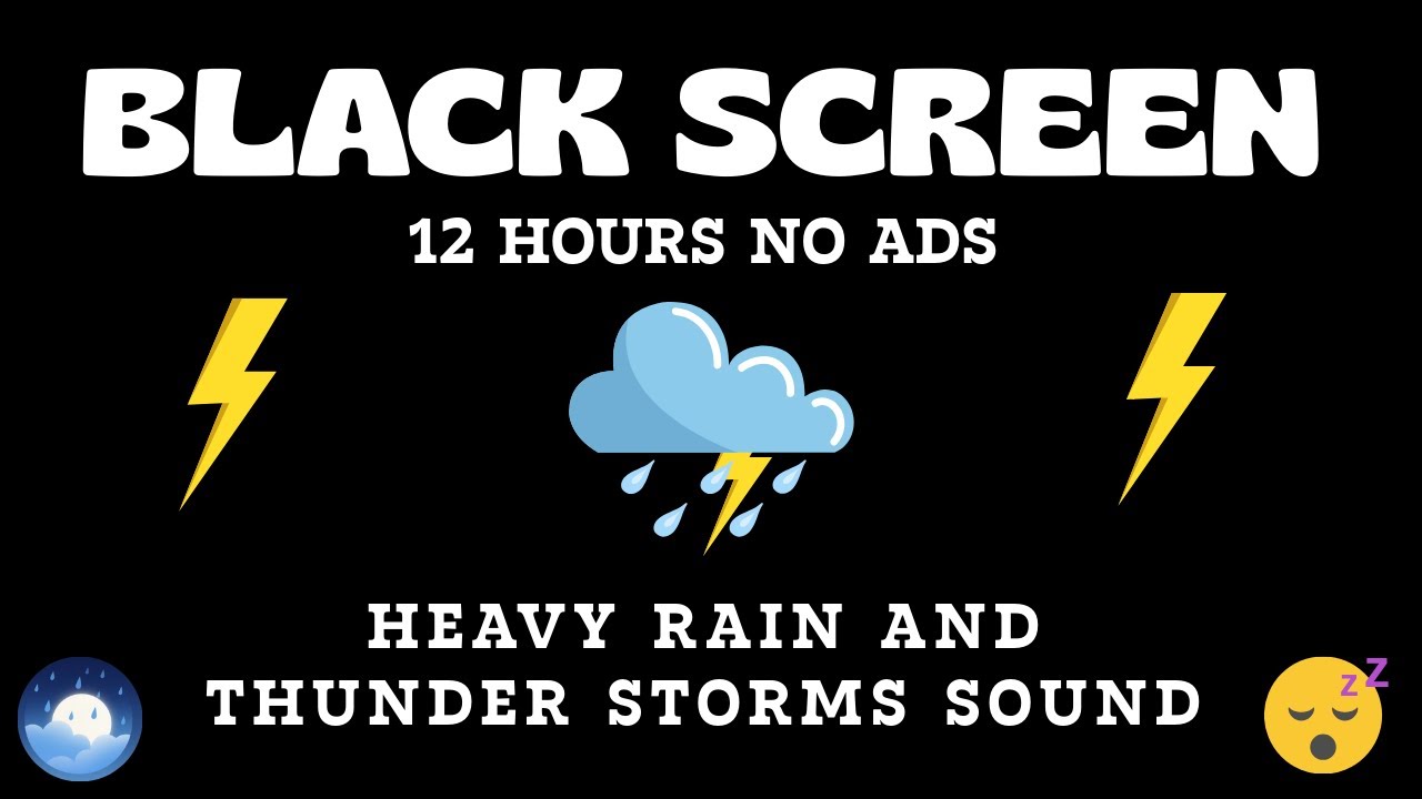 🌧️ Black Screen Night Rain Live – 12 Hours Heavy Rain & Thunder for Deep Sleep