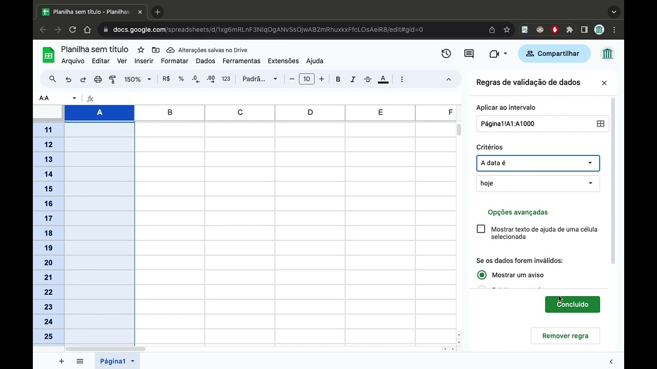 Data Calend&aacute;rio - GOOGLE PLANILHAS