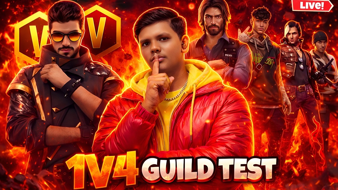 🔥 1v4 Guild Test LIVE 😈 | Pro Players vs One Boy 😱