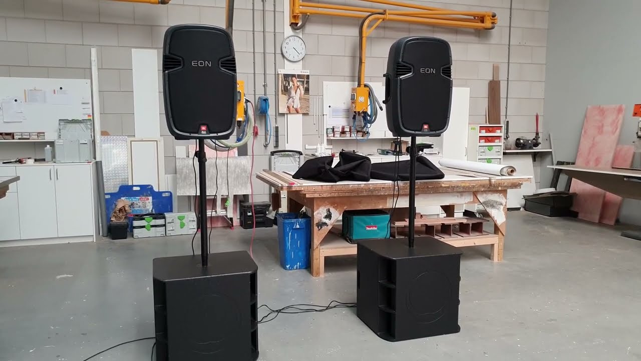 Turbosound Milan M18B Combined With JBL EON 515 Active Speaker Setup Test PA Audio Soundcheck