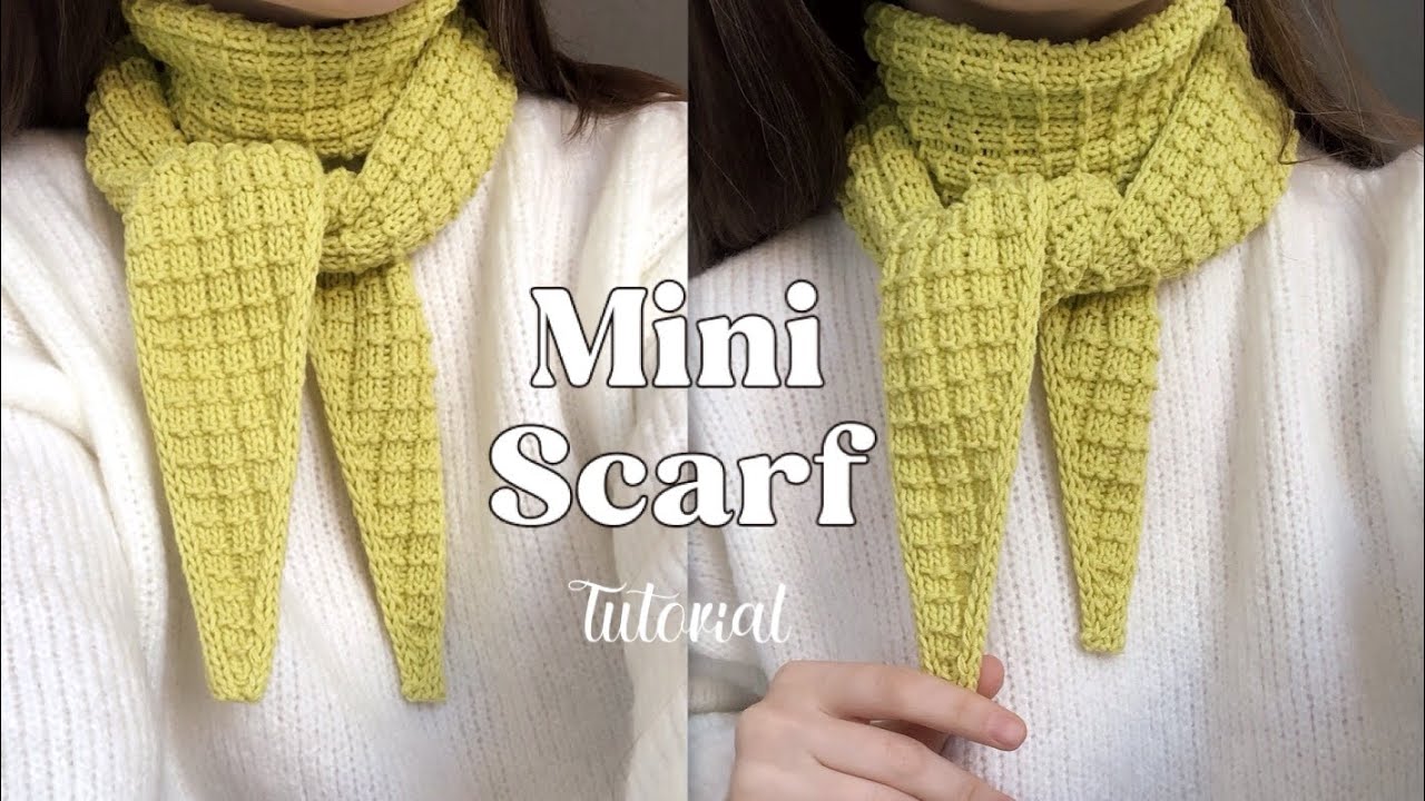 Knitting Mini scarf tutorial 🍃✨ How to knit a small scarf🥂(Inspired by the Sophie scarf)