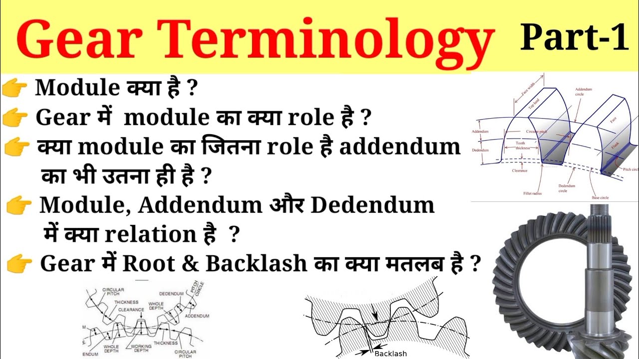 Gear terminology, module kya hai,root backlash kya hai,gear me root backlash kitna hota hai,gear box
