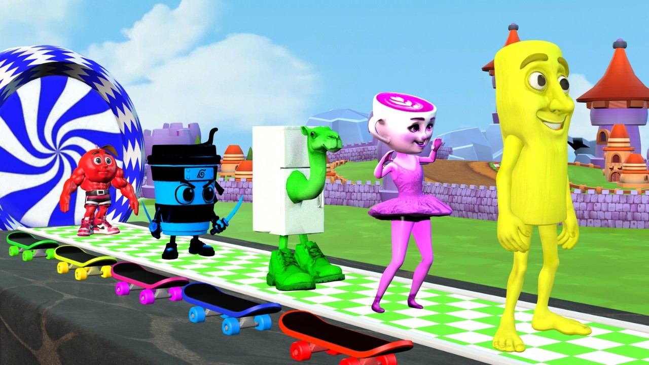 Long Slide Game with Cow Elephant Gorilla Hippopotamus Tiger 3d Animal Game Funny 3d Animals