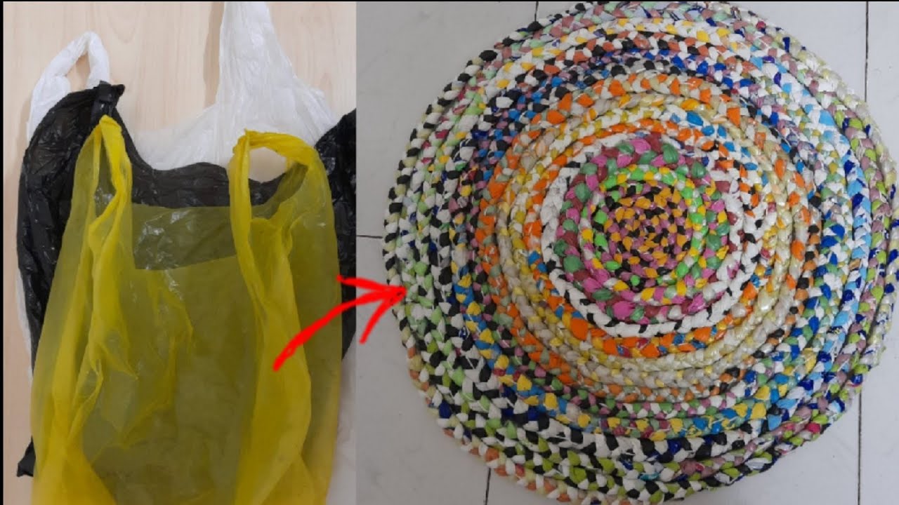 polythene mat |Rug Using plastic bag | plastic bag Reuse idea| Best out of waste| Home made mat