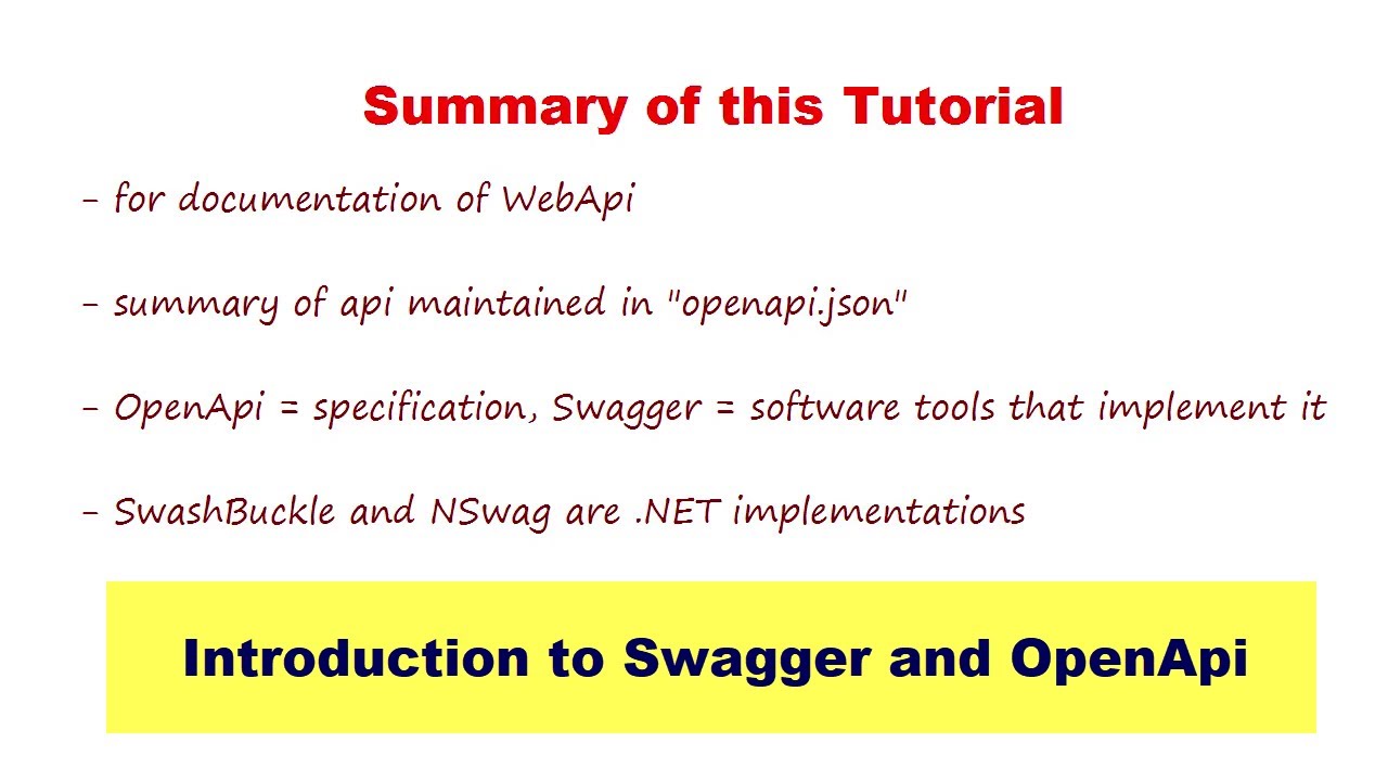 Introduction to OpenAPI and Swagger | Web Api with ASPNET Core