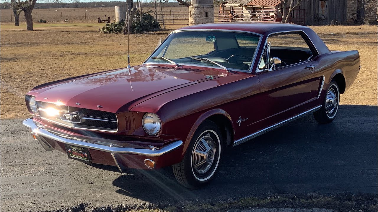 1965 Ford Mustang Hardtop 200ci I6 3-Speed Vintage Burgundy Black Vinyl Bucket Seats