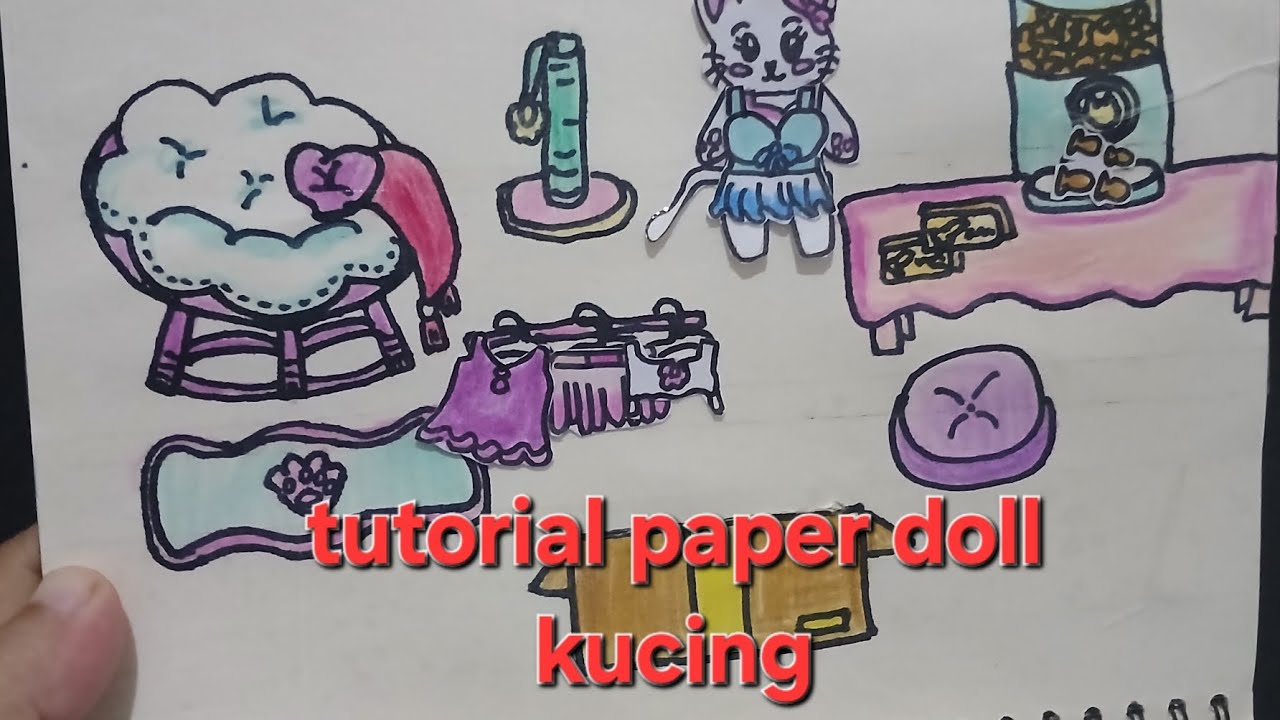 tutorial cara bikin paper doll kucing🐱🤗😊 