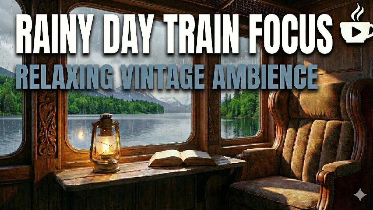 Cozy Rainy Train Journey 🚂 | Vintage Cabin Sounds for Reading & Focus [1 Hour]