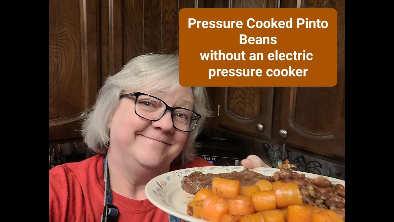 Cooking Pinto Beans in a stove top pressure cooker with Mrs. Wages salsa blend.