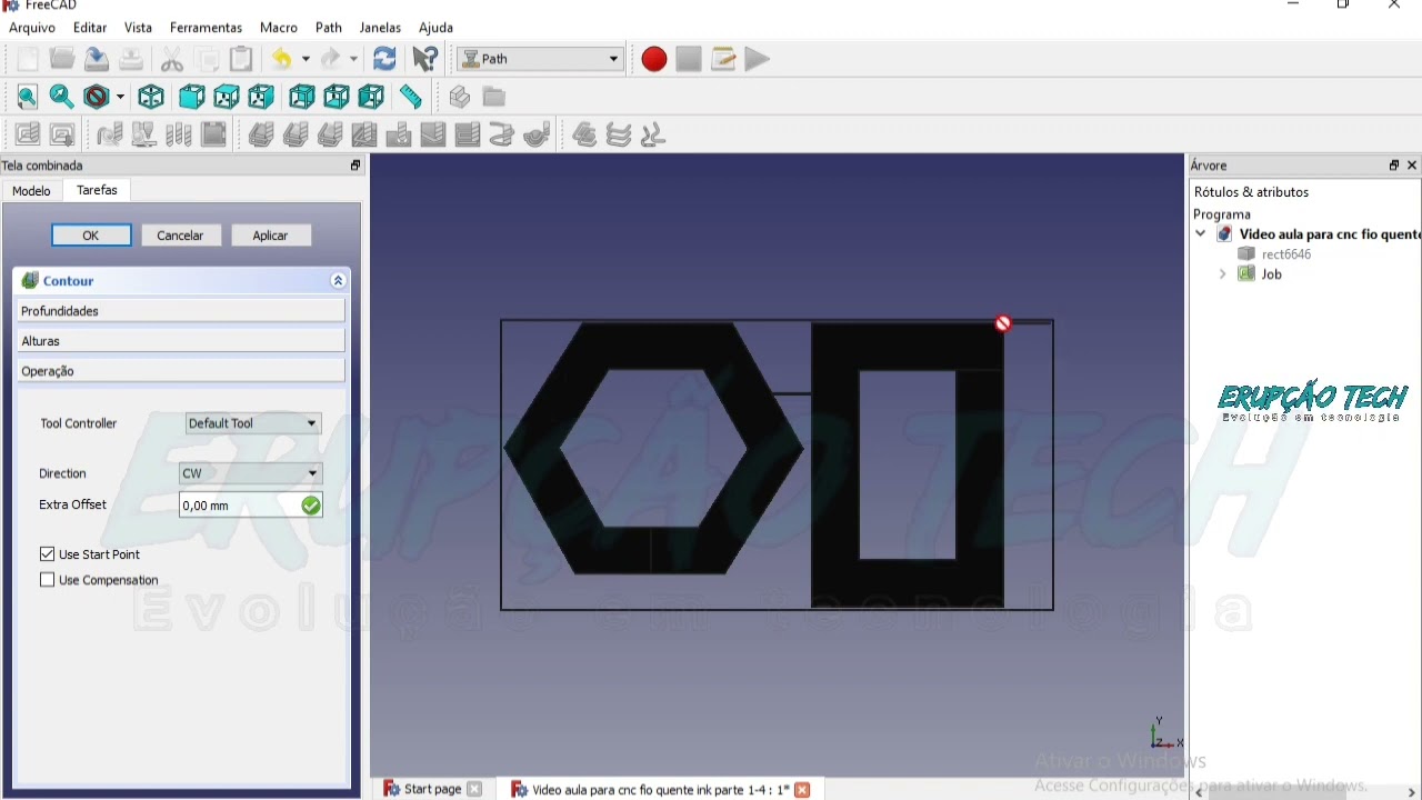 Convertendo objetos SVG em gcode no Freecad para cnc fio quente (hot wire). parte 02
