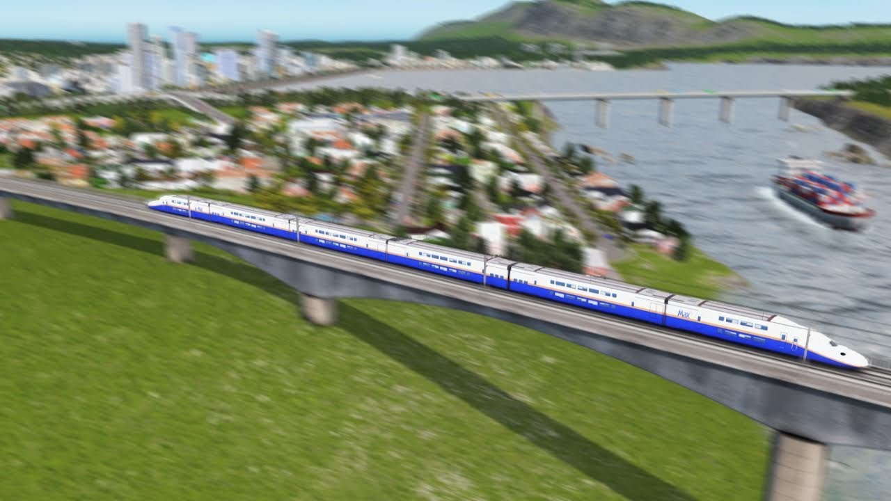 Cities: Skylines - First Person High Speed Rail Train Ride V2