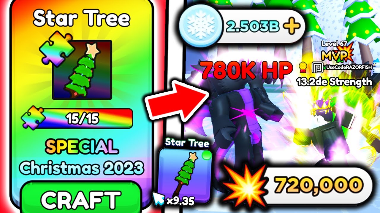 I Crafted STRONGEST STAR TREE SWORD and BEAT CHRISTMAS EVENT in Roblox Pull A Sword..